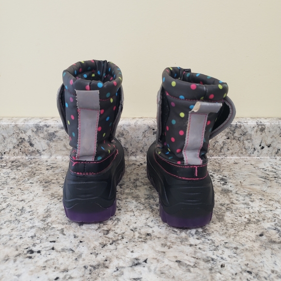 Members Mark Polka Dot Light Up Girls Velcro Closure Girls Boots Size 11/12 - Picture 4 of 9